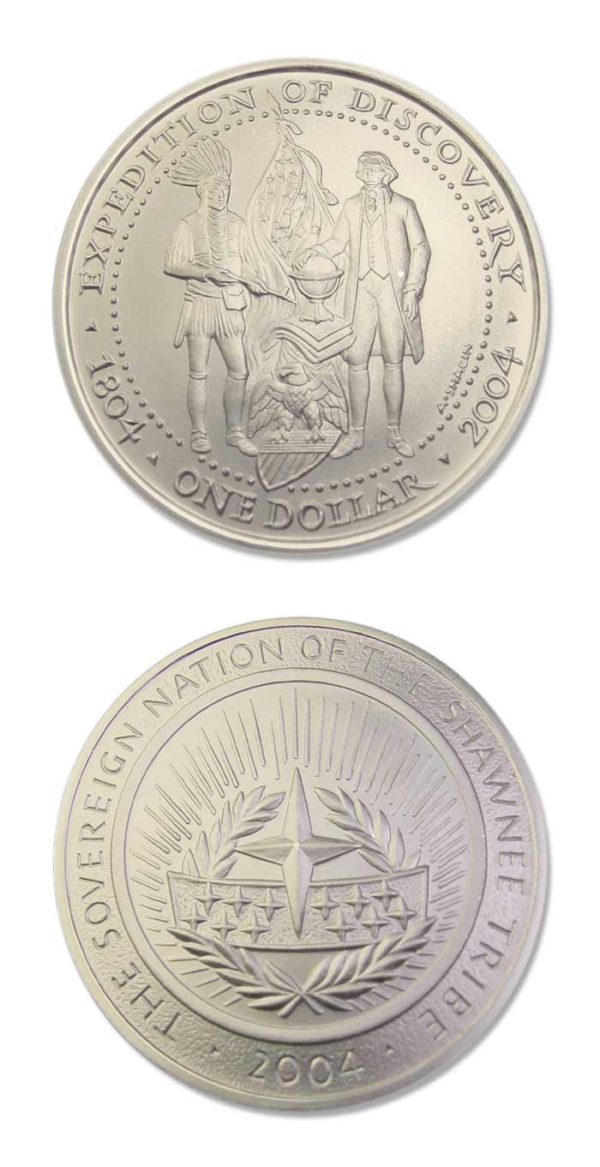 Shawnee Nation - Expedition Of Discovery - 2004 - One Dollar Uncirculated Silver Crown - COA