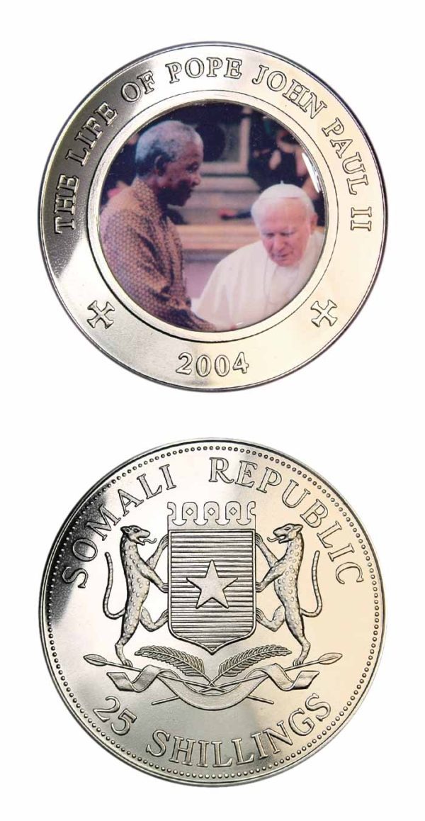 Somalia - Pope John Paul II - Meets Nelson Mandela - 2004 - 25 Shillings - Brilliant Uncirculated