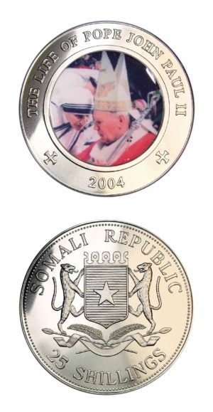 Somalia - Pope John Paul II - With Mother Teresa - 2004 - 25 Shilling Crown - Brilliant Uncirculated