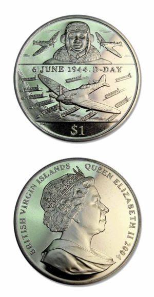 British Virgin Islands - World War II - Air Forces At D - Day - 2004 - 0ne Dollar Crown - BU