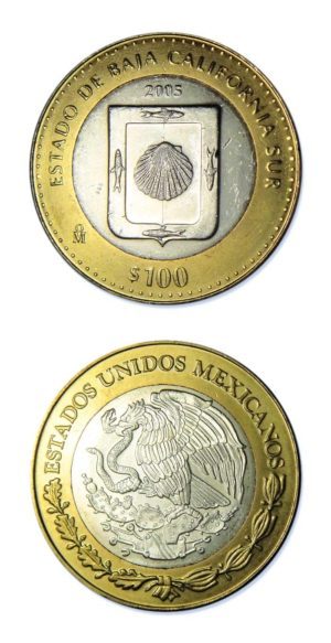 Mexico-State Of Baja California Sur-2005-100 Pesos Silver & Brass Bimetallic Crown-0.64865 A