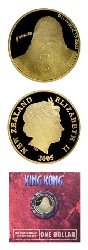 New Zealand - King Kong Commemorative Dollar Coin - 2006 - Folder & Certificate Of Authenticity