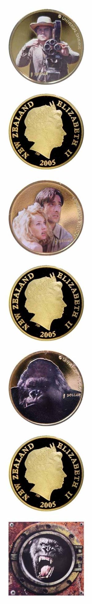 New Zealand - King Kong Dollars - Commemorative (3) Coin Set - 2006 - Folder & COA