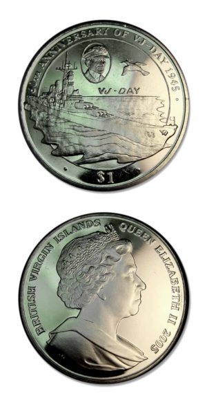 British Virgin Islands-World War II-60th Anniversary Of VJ-Day-2005-0ne Dollar Crown-BU