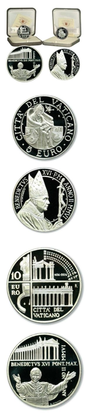 Vatican-Peace Day & St. Peter's Square-5 & 10 Euros-2006-Proof Silver-Mint Box & COA