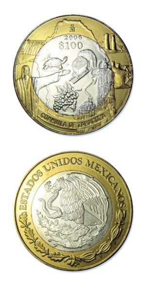 Mexico - Coahuila de Zaragoza - 2006 - 100 Pesos Silver & Brass  - 0.64865 ASW