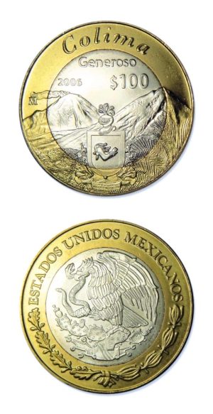 Mexico - State Of Colima - 2006 - 100 Pesos Silver & Brass Bimetallic Crown - 0.64865 ASW