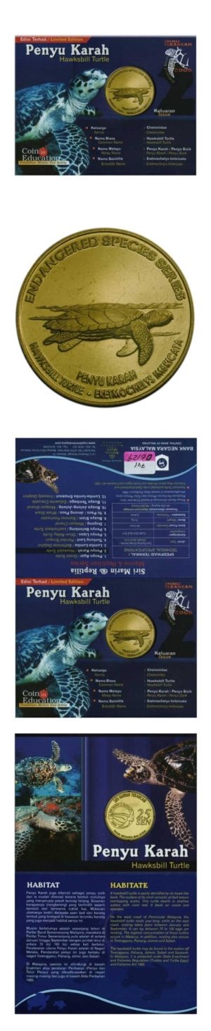 Malaysia - Endangered Species - Hawksbill Turtle - 25 Sen - 2006 - Br. Uncirculated - Display Card