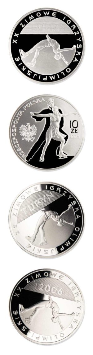 Poland - XX Winter Olympics - Torino - Pairs Ice Skating - 2006 - 10 Zl Proof Silver Crown