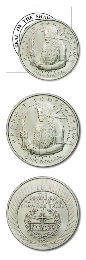 Shawnee Nation - Prophet Tenskatawa - $1 - 2006 - Brilliant Uncirculated Silver Crown - COA