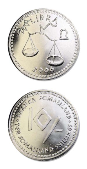 Somaliland - Zodiac Coin - Libra - 10 Shillings - 2006 - Uncirculated