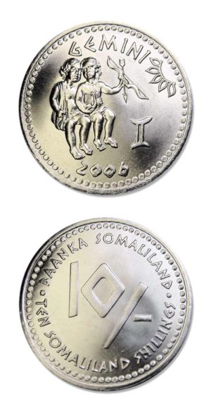 Somaliland - Zodiac Coin - Gemini - 10 Shillings - 2006 - Uncirculated