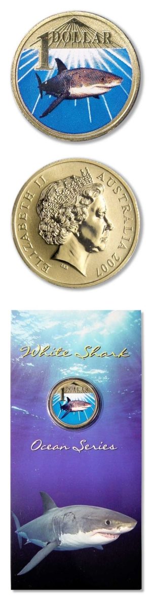 Australia - Great White Shark - One Dollar - 2007 - Ocean Series - Display Card