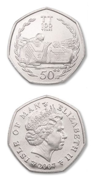 Isle of Man - Centenary of the TT Motorcycle Races - Dave Molyneux - 50 Pence - 2007 - BU
