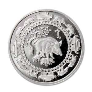 Mongolia - Year of the Pig - 500 Tugrik (Terper) - Brilliant Uncirculated Silver Crown