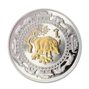 Mongolia - Year of the Pig - 500 Tugrik (Terper) - Gold & Silver Crown - Uncirculated