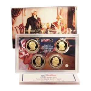 USA - Presidential Set of 4 - $1 Coins - 2007 S - Proof - Box & COA