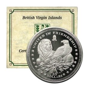British Virgin Islands-Lion & Eagle-British/American -$10-2007-Proof Silver Crown-Box &