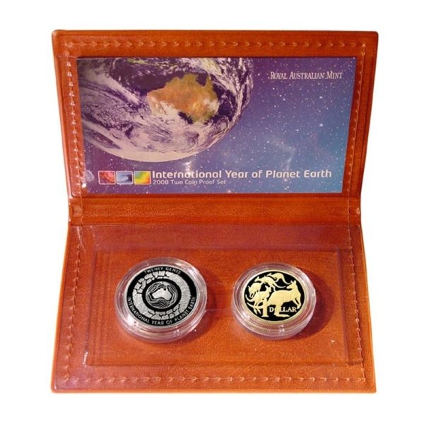Australia - Year of Planet Earth Set - 2 Coins - 2008 - Proof - Leather Wallet & COA