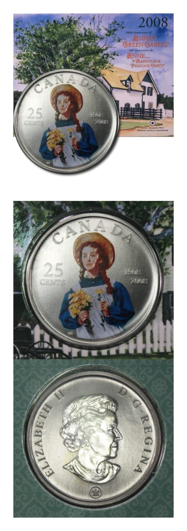 Canada - Anne of Green Gables - Colored Quarter - 2008  - Legal Tender - RCM Descriptive Card