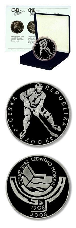 Czech Republic - Ice Hockey - 200 Korun - 2008 - Proof Silver Crown - Case & COA