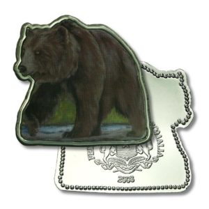 Somalia - Endangered Wildlife - Grizzly Bear - $1 - 2008 - Proof - Enameled Coin