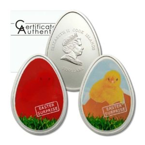 Cook Islands-Little Thermo Chick-Easter Coin-$5-2009-Thermocolor Proof Silver Crown-COA