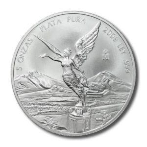Mexico - Winged Liberty - Libertad - 5 Onzas - 2009  - 5 ounces .999 Fine Silver - BU
