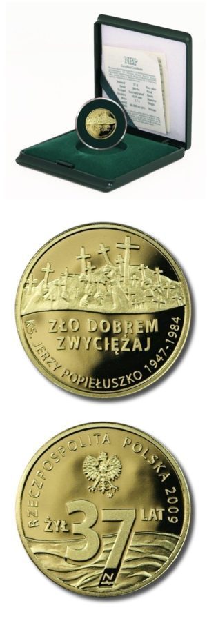 Poland - Father Popieluszko - 37 Zlotych - 2009 - Proof Gold Coin - Case & COA