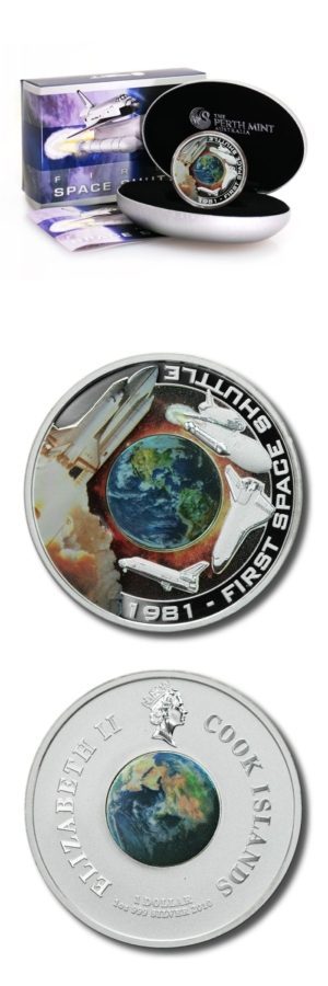 Cook Islands - Orbiting First Space Shuttle - $1 - 2010 - Proof Silver Crown - Mint Box & COA