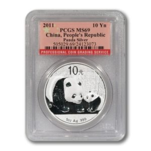 China - Mother Panda & Cub - 10 Yuan - 2011  - Brilliant Uncirculated - PCGS MS69