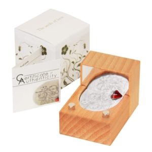 Cook Islands-Seeds of Love-Swarovski Ruby-$5-2011 -Proof Silver Coin-Unique Display Box