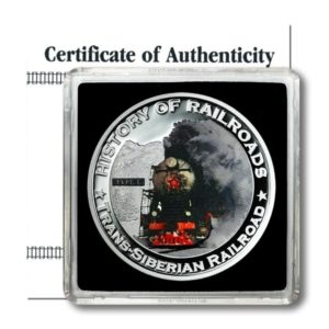Liberia - History of Railroads - Trans-Siberian - $5 - 2011  - Colored Proof Silver Crown - COA