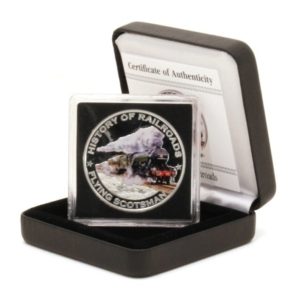 Liberia-History of Railroads-Flying Scotsman-$5-2011 -Colored Proof Silver Coin-Box/COA
