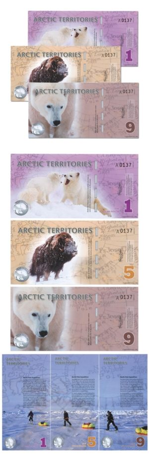 Arctic Territories-3 Polymer Polar Dollar Set-$1