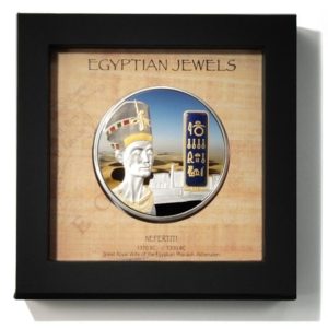 Fiji-Egyptian Jewels-Nefertiti-$50-2012 -Inlaid Lapis Lazuli-Colored Proof Silver Crown