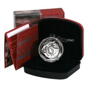 Australia-Year of the Snake-$1-2013 -High Relief Proof Silver Crown-Piedfort-Case & COA
