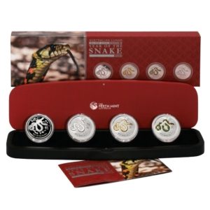 Australia - Year of the Snake - (4) Coin Type Set - 2013  - Silver Crowns - Perth Mint Case - COA