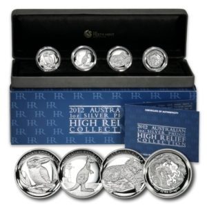 Australia-High Relief Collection-4 Piedfort Proof Silver Coins-2013 -Perth Mint Box & COA
