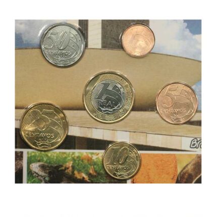 Brazil Uncirculated Six Coin Type Set 1 Cent to 1 Real Presentation Folder