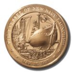 Franklin Mint History of US 1st Vessel of New Navy Launched 1797 45mm Proof Bronze Medal