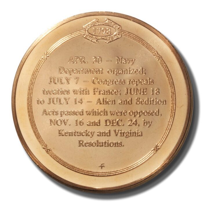 Franklin Mint History of US Alien & Sedition Acts 1798 45mm Proof Bronze Medal - Image 2