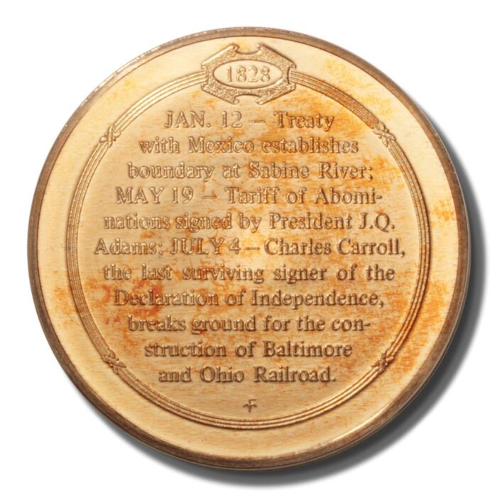 Franklin Mint History of US Baltimore & Ohio Railroad 1828 45mm Proof Bronze Medal - Image 2