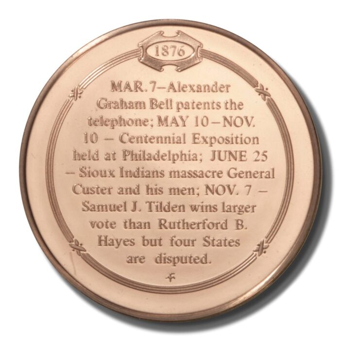 Franklin Mint History of US Alexander Graham Bell 1876 45mm Proof Bronze Medal - Image 2