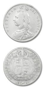 Great Britain Queen Victoria  Half Crown 1892 Fine Silver Coin .3364 ASW