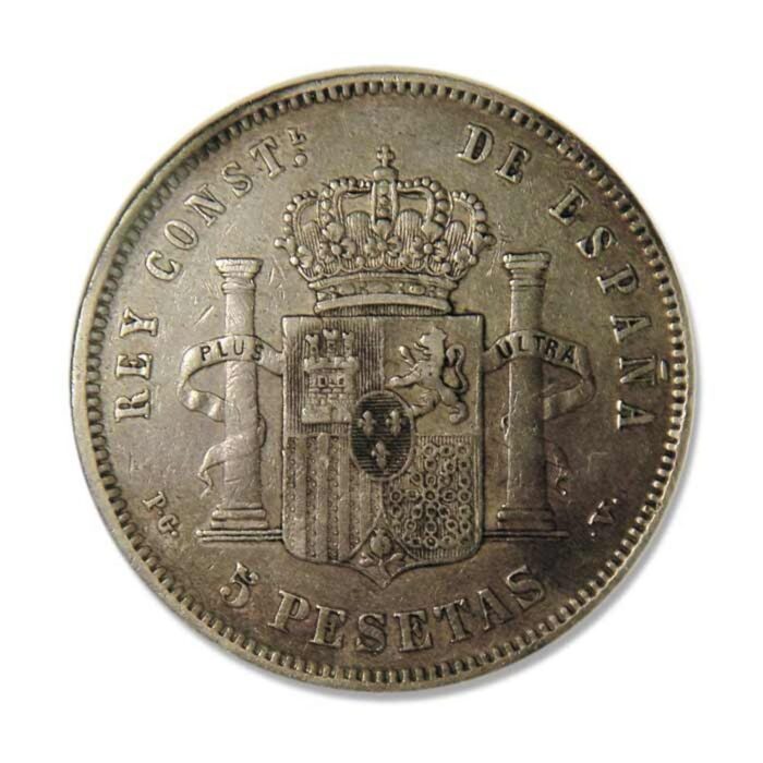 Spain 1893 Alfonso XIII 5 Pesetas Extra Fine 40 - Image 3