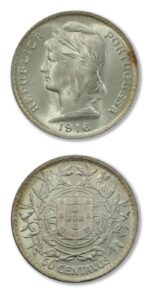Portugal Liberty Head 50 Centavos 1916 Silver Crown BU