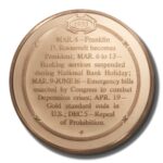 Franklin Mint History of US Franklin Roosevelt Inaugurated 1933 45mm Proof Bronze Medal - Image 2