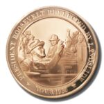 Franklin Mint History of US Roosevelt Re-elected by Landslide 1936 45mm Proof Bronze Medal