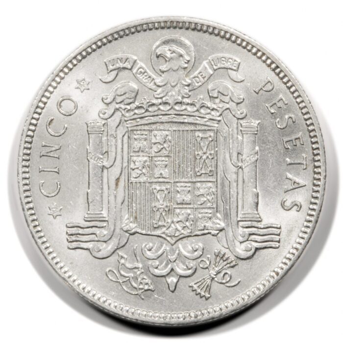 Spain 1949/49 Francisco Franco 5 Pesetas KM778 BU - Image 2